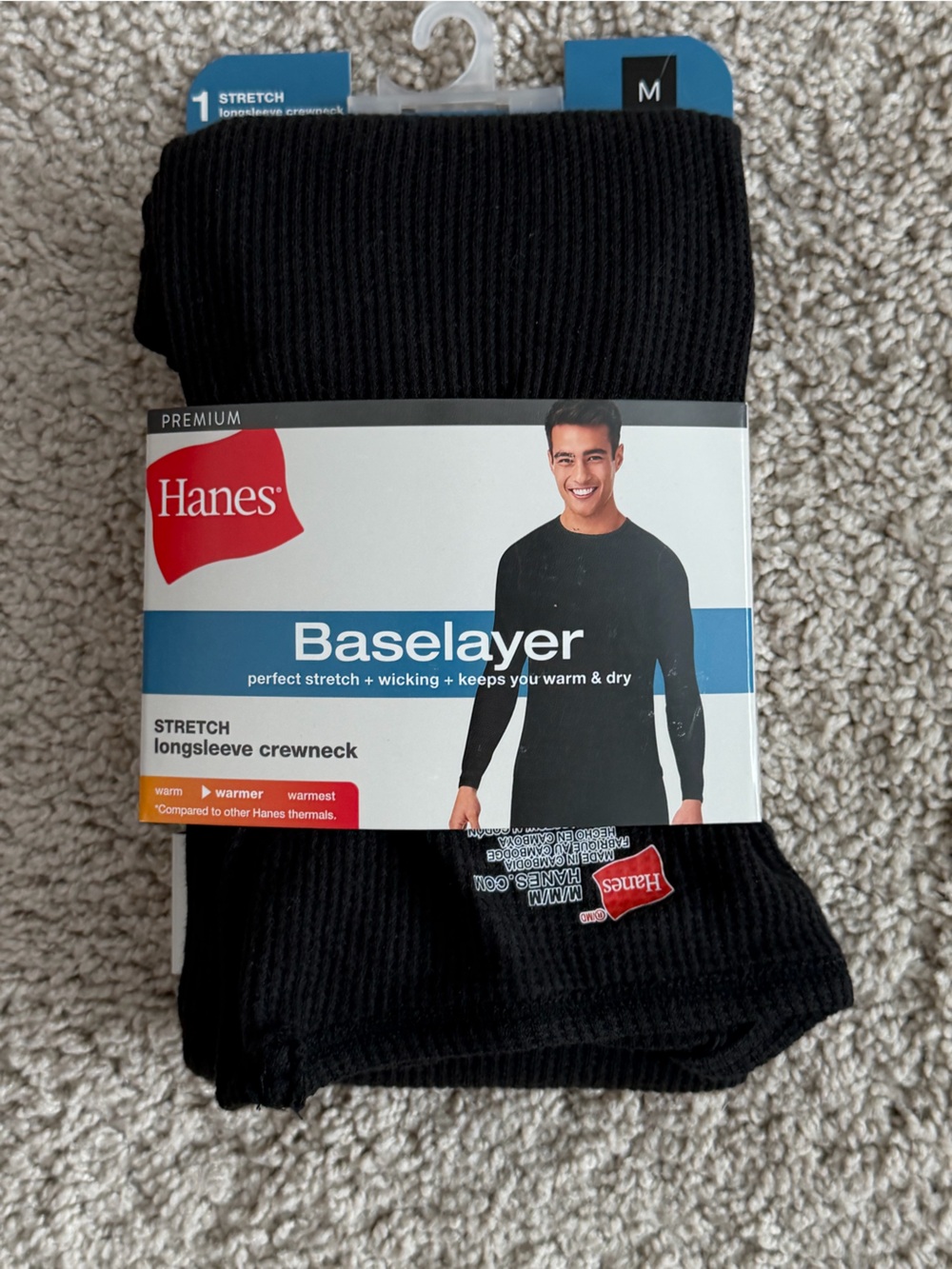 Men’s Thermal Performance Baselayer Long Sleeve Crewneck Black Size M NWT